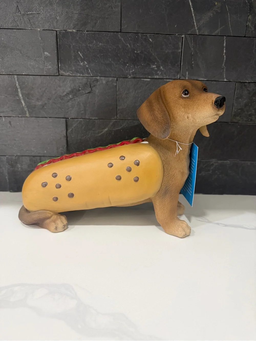 Novelty Dachshund Hot Dog Dog Figurine - Brown